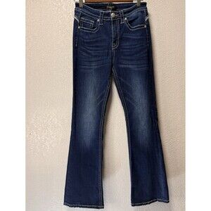 Fire & Rain Girls Bootcut Jeans Size 7 Dark Wash Embellished Flap Pockets